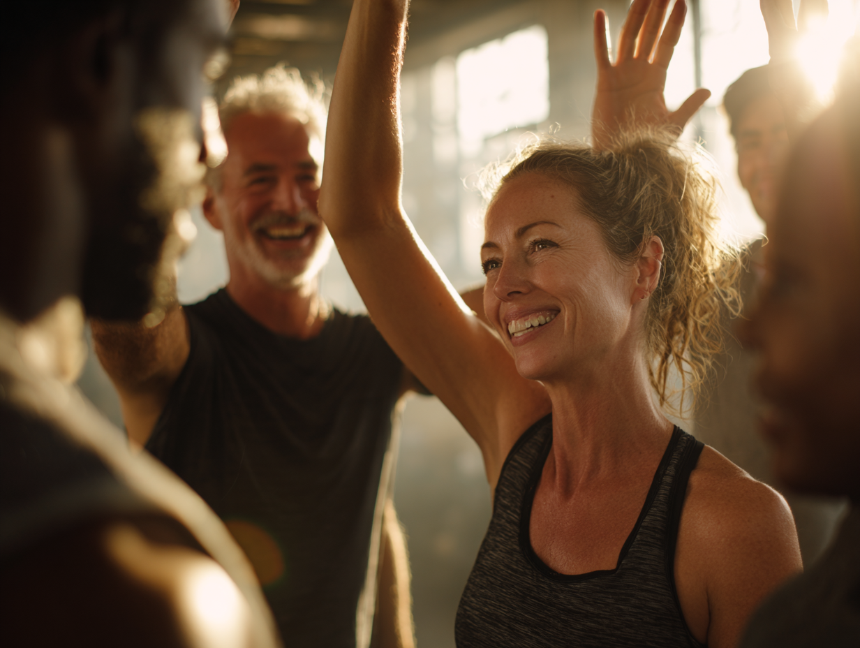 Люди різного віку займаються кардіо та функціональним тренуванням